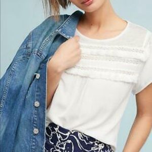 {Anthropologie} James Coviello linen fringe tee